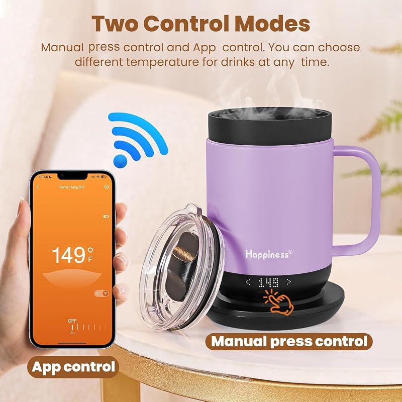 Self-Heating Coffee Mug 16oz - Temperature Control Smart Cup