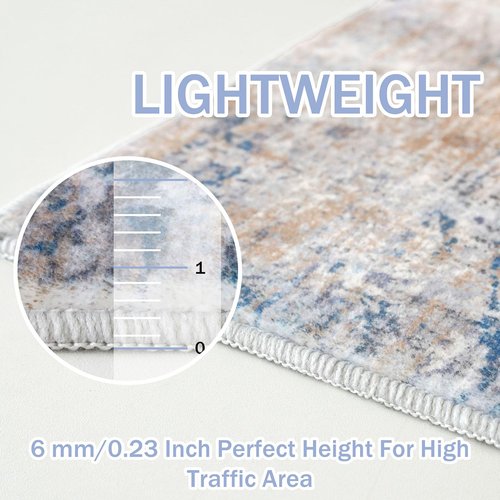 IOHOUZE Abstract Runner Rug 3x10 Ft Washable Runners for Hallways, Non Slip Kitchen Runner Printed Faux Wool Entryway Runner Indoor, Modern Abstract Floor Carpet for Hall Bedroom, Blue Rust