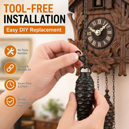 Grandfather Clock Weight Hooks and Ring Set - 2 Pairs 2.30x1.20x0.20 cm DIY Replacement