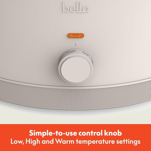 Bella 6.0 Qt Manual Slow Cooker - Ceramic Nonstick, 3 Temperature Settings, Dishwasher Safe, Oatmilk