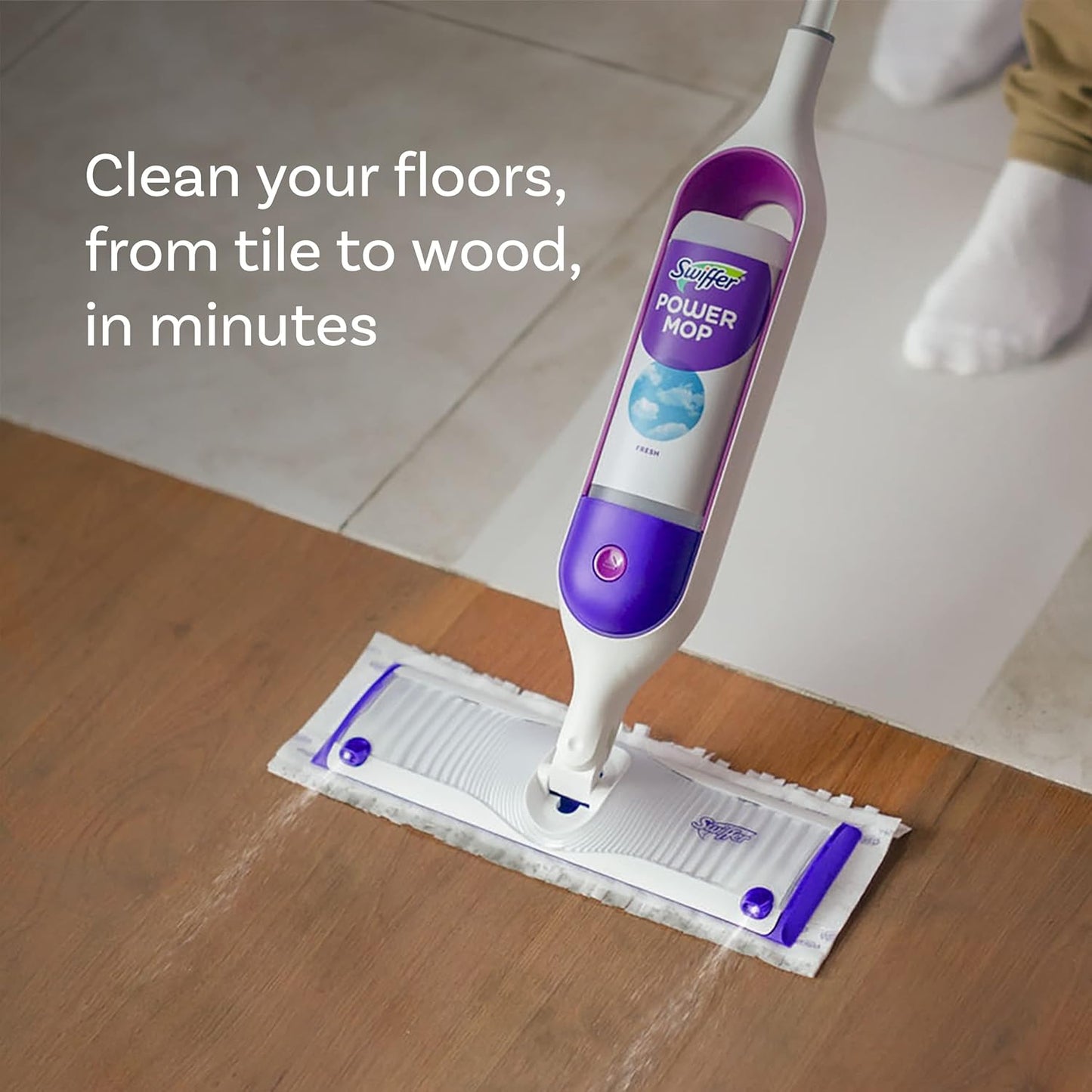 Swiffer Power Mop Refill Solution - All-Purpose Floor Cleaner for Tile, Vinyl, Wood | Lavender Scent, 50.6oz