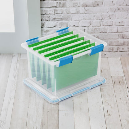 Sterilite 4-Pack Gasket Box | Weather-Resistant Storage Bins with Latching Lids - 32 Quart Heavy-Duty Organizers