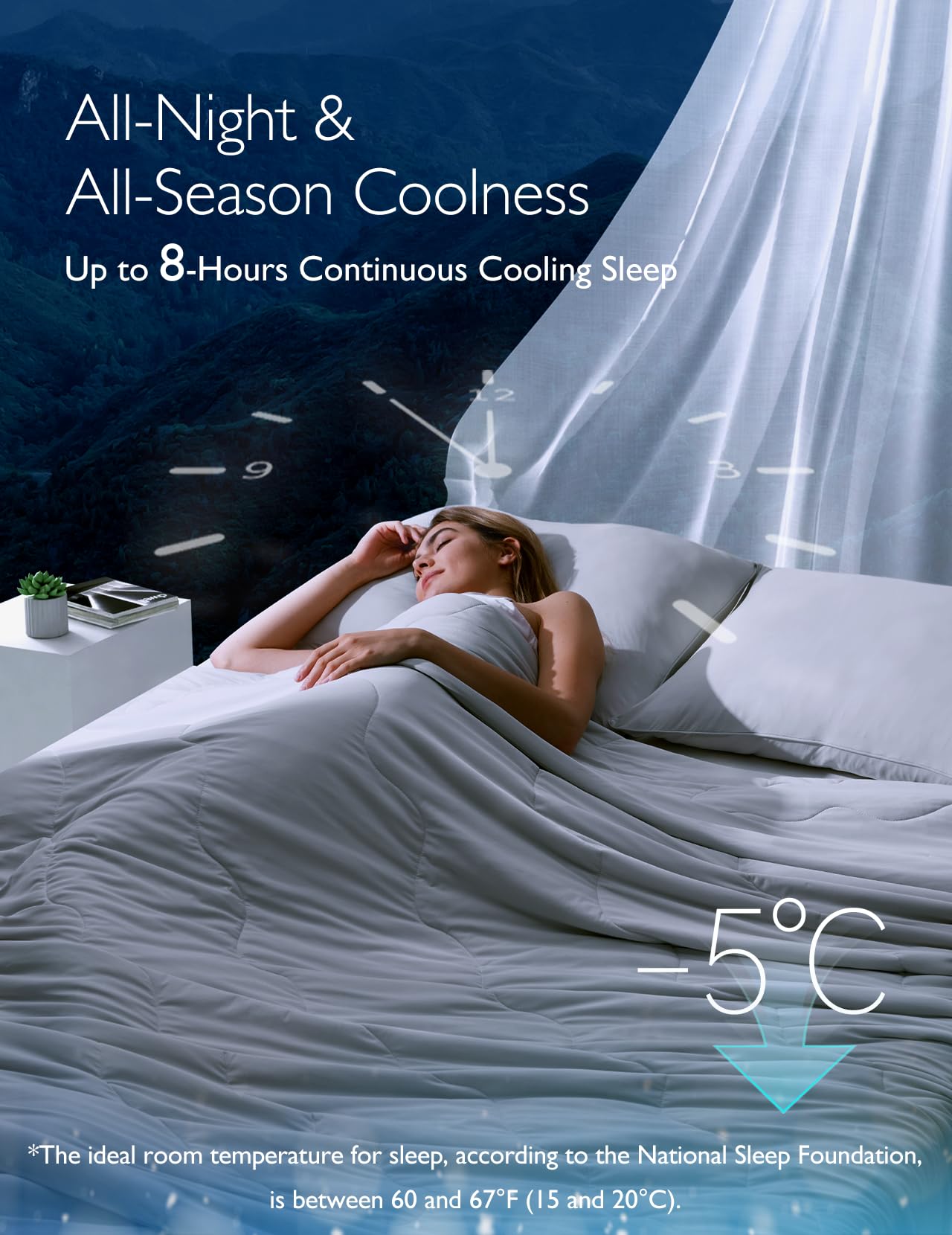 Momcozy Life CoolMurm Cooling Comforter for Hot Sleepers, King/Cali King 106"x90" Soft Breathable Pregnancy Cooling Blanket, 3-Second Cooling, 8 Hours+ Stay Cool All Night, Deep Light Grey