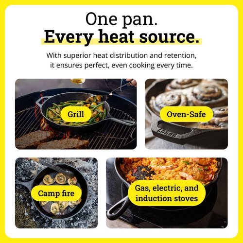 Lodge Seasoned Cast Iron Skillet Set - PFAS-Free Non-Toxic Cookware - Naturally Non-Stick | 8, 10.25 & 12 Inches