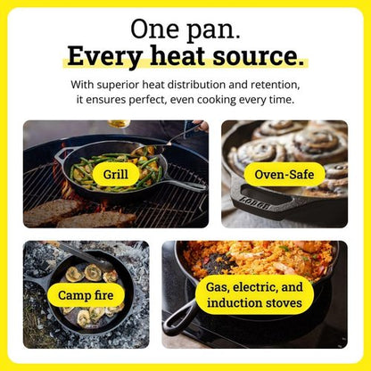 Lodge Seasoned Cast Iron Skillet Set - PFAS-Free Non-Toxic Cookware - Naturally Non-Stick | 8, 10.25 & 12 Inches