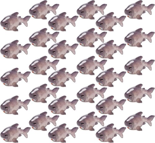 Exasinine Miniature Shark Resin Decoration Kit - 30 Pcs for Fish Tanks & Fairy Gardens (Gray)