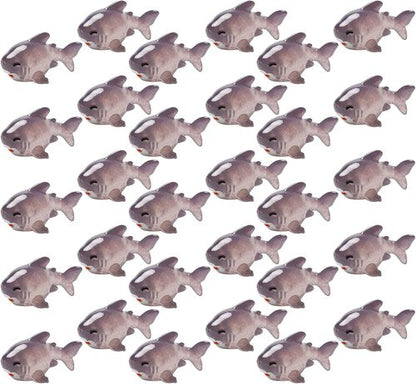 Exasinine Miniature Shark Resin Decoration Kit - 30 Pcs for Fish Tanks & Fairy Gardens (Gray)