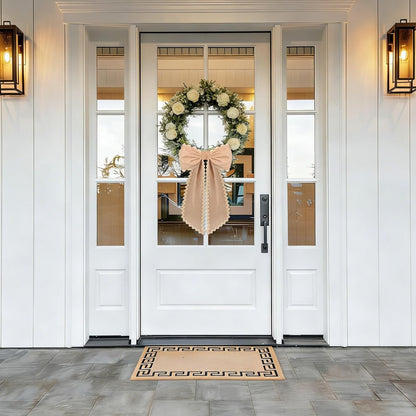 Skiennix Scalloped Wreath Sash - Ruffle Ribbon Bow for Front Door & Yard Decor | Burlap, 2 Pcs