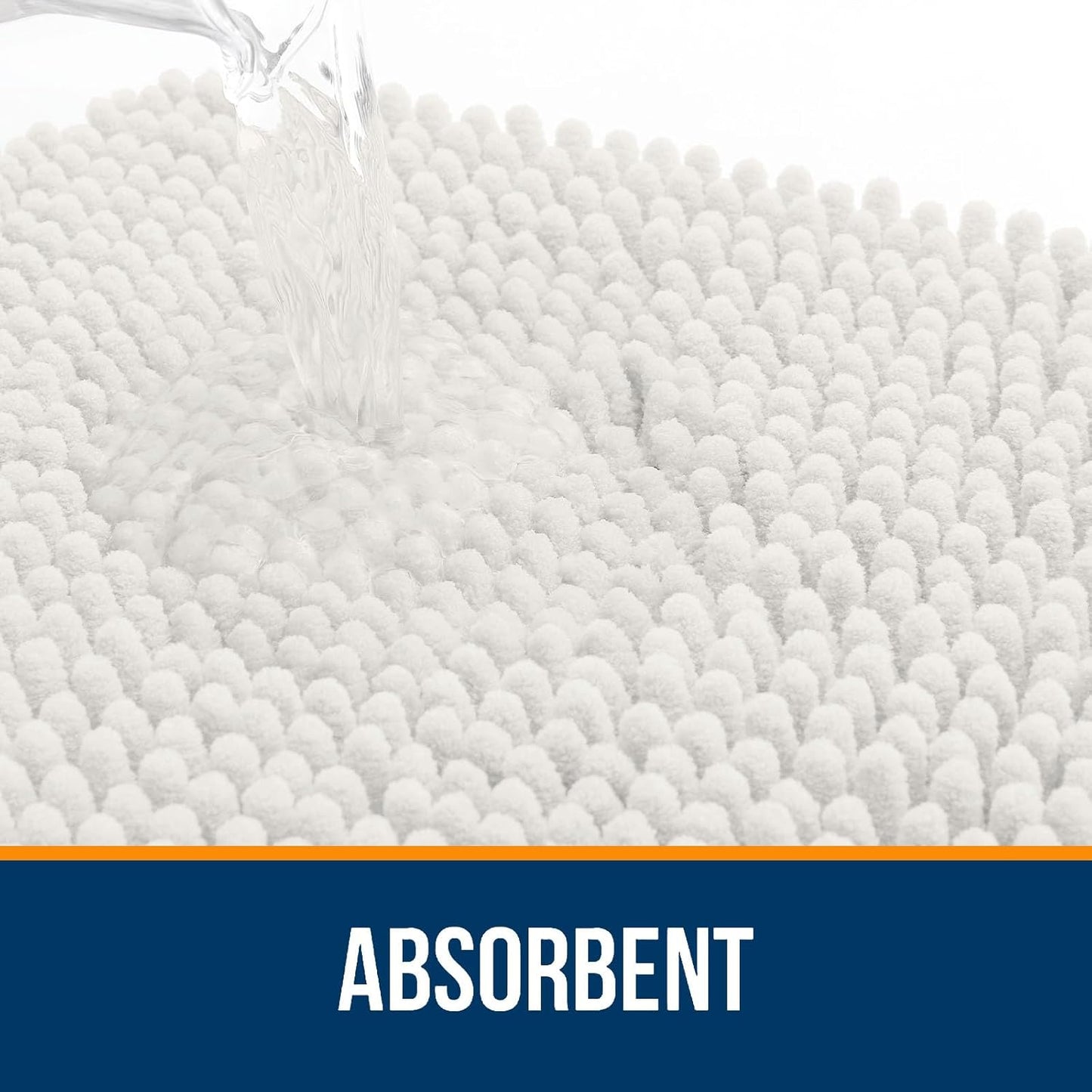 OLANLY Bathroom Rugs - Extra Soft Absorbent Chenille Mats | Quick Dry, Rubber Backing, 35x24, Ivory