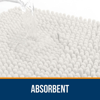 OLANLY Bathroom Rugs - Extra Soft Absorbent Chenille Mats | Quick Dry, Rubber Backing, 35x24, Ivory