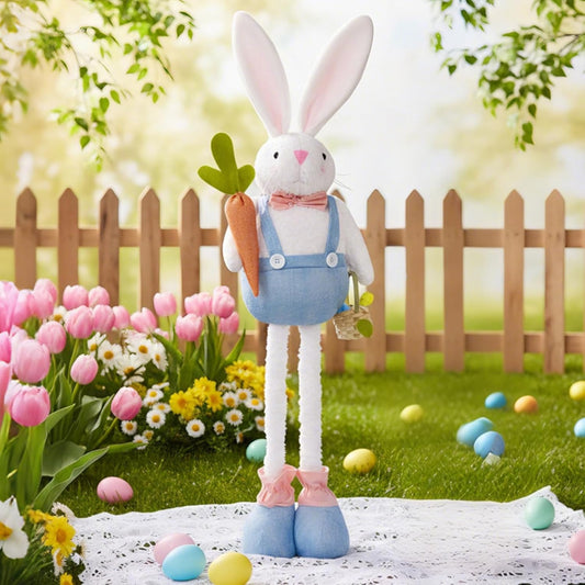 Skiennix Spring Bunny Figurine - 30-Inch Plush Rabbit Doll with Telescopic Legs | Holiday Tabletop Decor