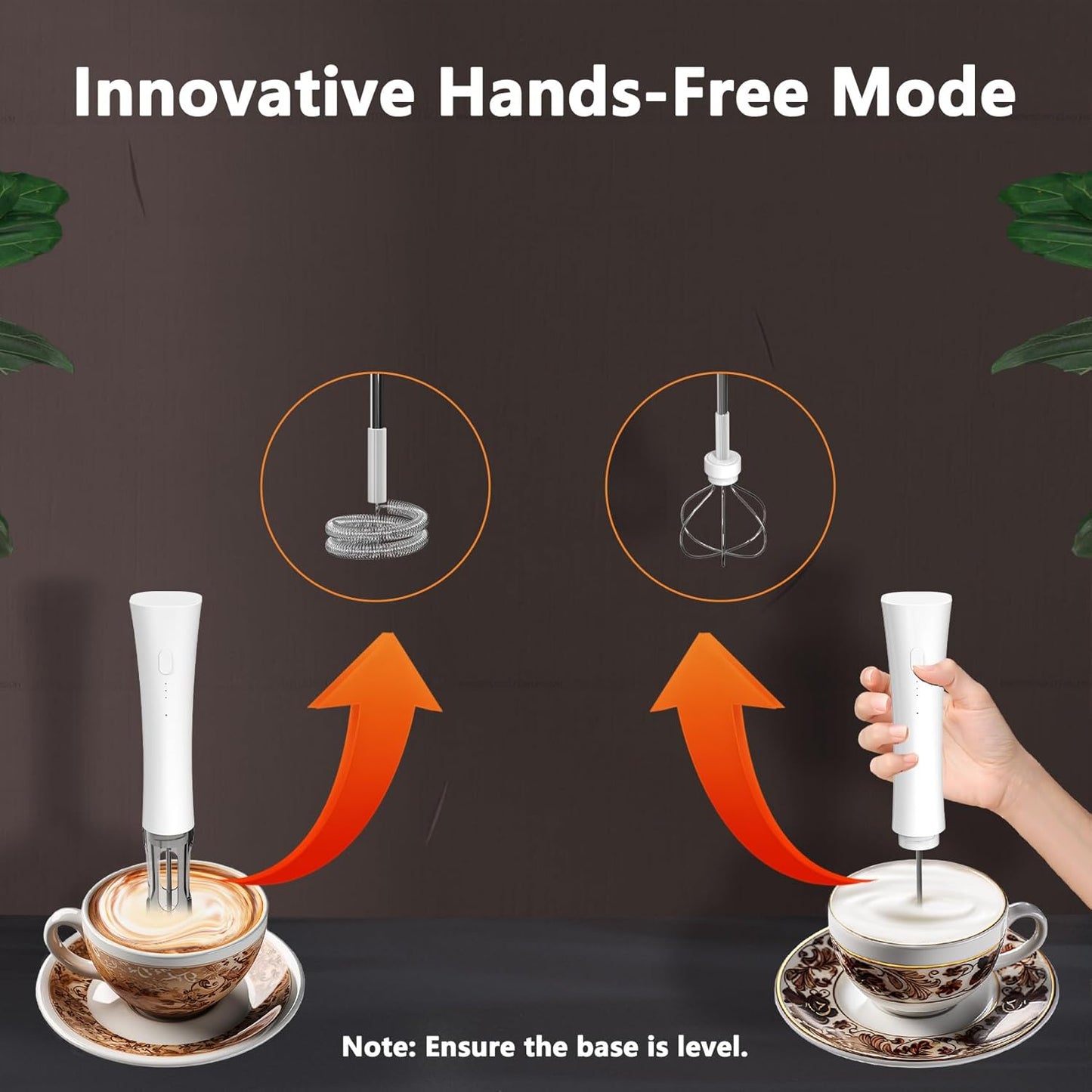 Skiennix Milk Frother Wand - 2000mAh Rechargeable Handheld Mixer for Latte, Cappuccino & Matcha | 3 Speed Adjustable