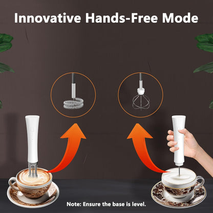 Skiennix Milk Frother Wand - 2000mAh Rechargeable Handheld Mixer for Latte, Cappuccino & Matcha | 3 Speed Adjustable