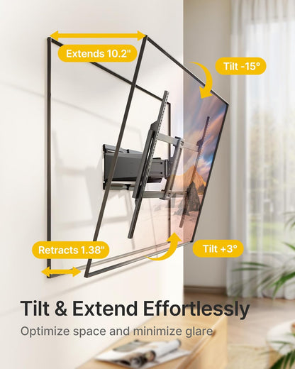 monTEK Heavy Duty TV Wall Mount - Ultra Slim Design for 50-100 Inch TVs | Swivel, Tilt & Extend Up to 185lbs