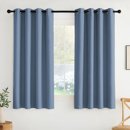 NICETOWN Room Darkening Draperies Curtains Panels, 2 Panels Stone Blue W52 x L63