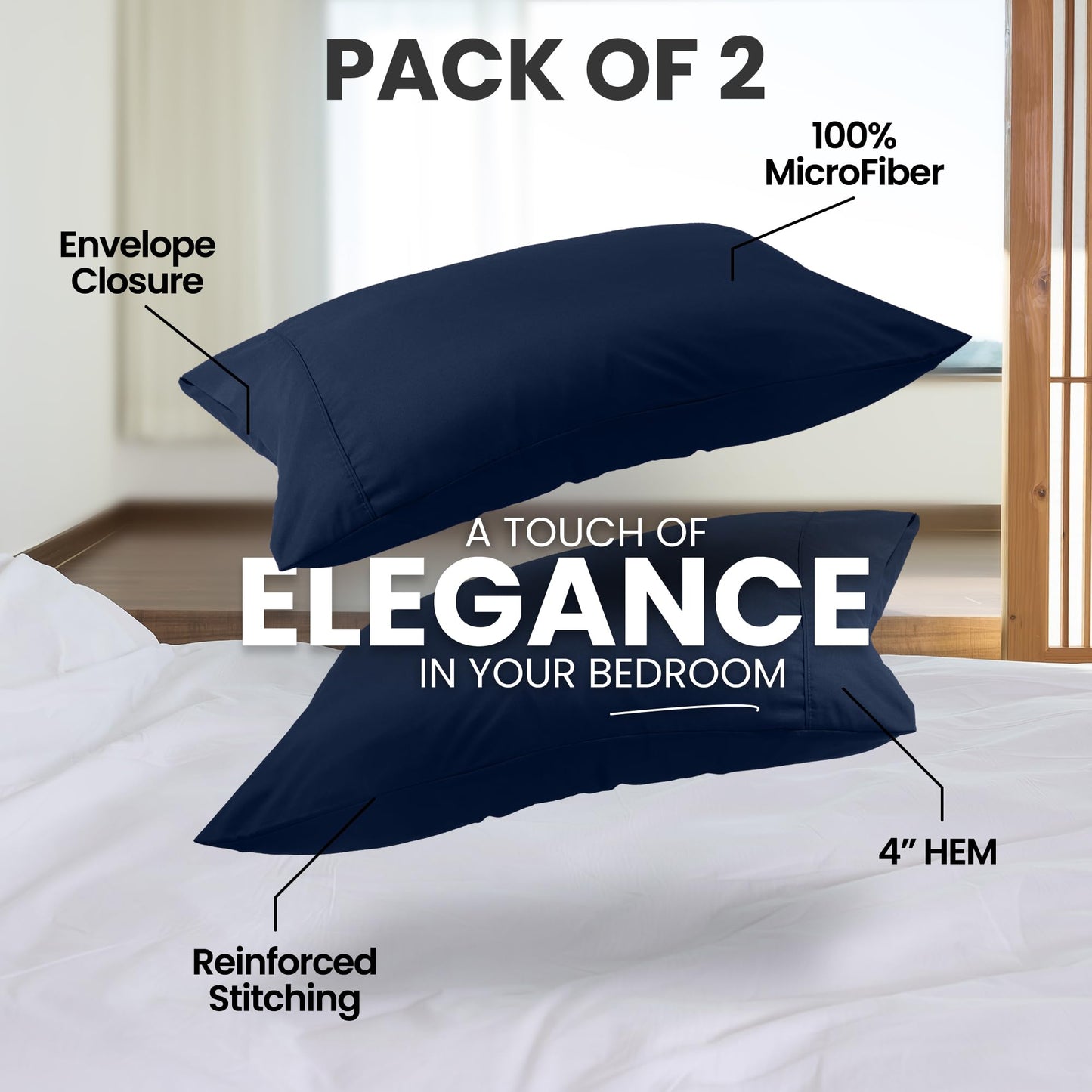Utopia Bedding Pillow Cases Queen Size 2-Pack – Soft Brushed Microfiber – Envelope Closure – Perfect for Hospitals, Hotels, Guest Rooms – Oeko-TEX Certified, 20x30 Inches (Grey)