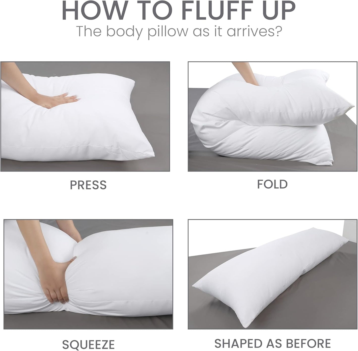 Utopia Bedding Full Body Pillow - Long 20 x 54 Inch Insert for Side Sleepers - Soft White Design
