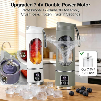 Skiennix Portable Wireless Juicer - 16oz USB Rechargeable Mini Blender for Travel & Gym (Purple)