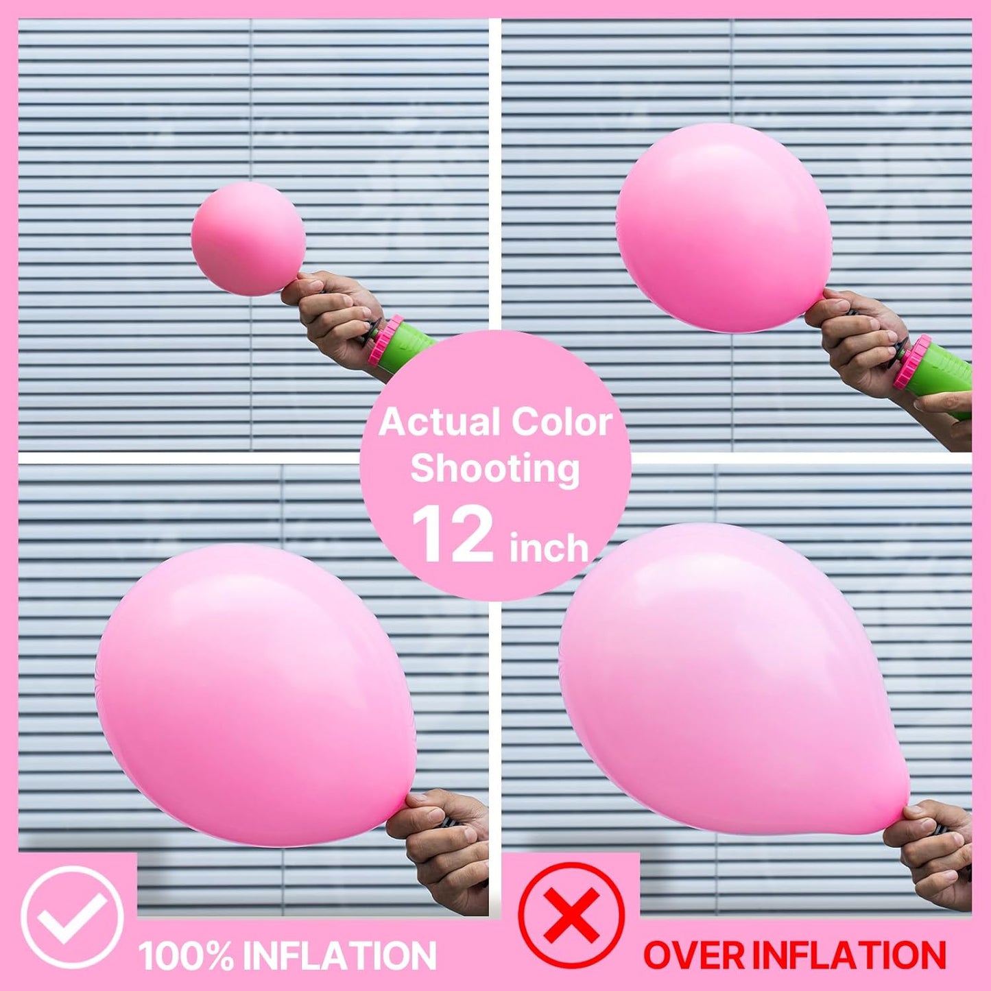 PartyWoo Pink Balloons - 100pcs 12 Inch Matte Pink Balloon Arch Kit for Baby Showers & Parties