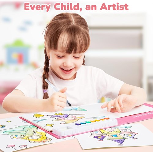 JoyCat Watercolor Painting Set - Paint With Water Coloring Book for Kids Ages 3-8 | Magical Pony Design