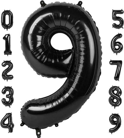 40 Inch Black Number 9 Balloon - Perfect for Birthday Parties, Weddings & Graduations