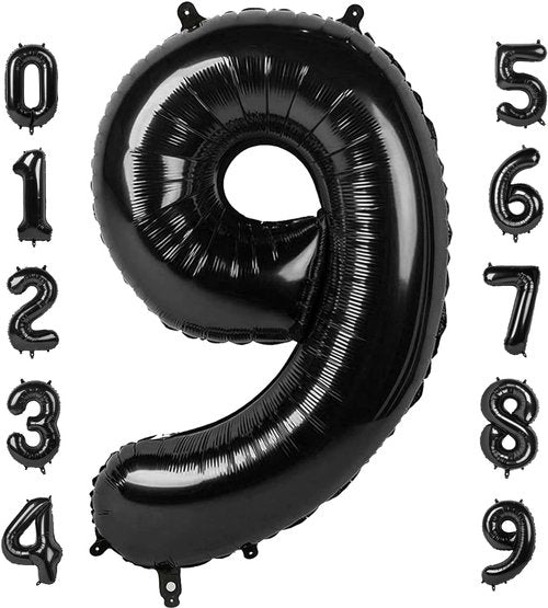 40 Inch Black Number 9 Balloon - Perfect for Birthday Parties, Weddings & Graduations