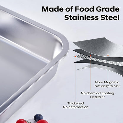 Skiennix 4 Inch Extra Deep Lasagna Pan - 11.6x15.6 Inch Nonstick Stainless Steel with Lid | 9.2QT Capacity