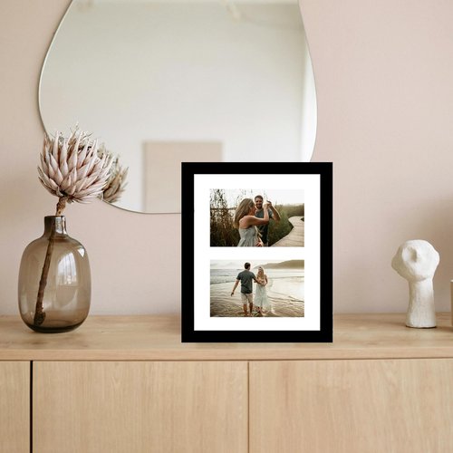 JCJMY 8x10 Picture Frame, 4x6 Collage Photo Frame, Display 2 Pcs 4x6 Photos or 8x10 Picture, Two Opening 4x6 Frame Collage for Wall Hanging or Tabletop, Lightweight 4 x 6 Double Picture Frame, Black