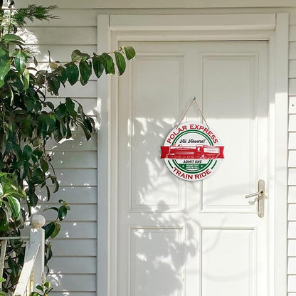 Polar Express Train Ride Christmas Wooden Sign – Rustic Front Door Wall Plaque
