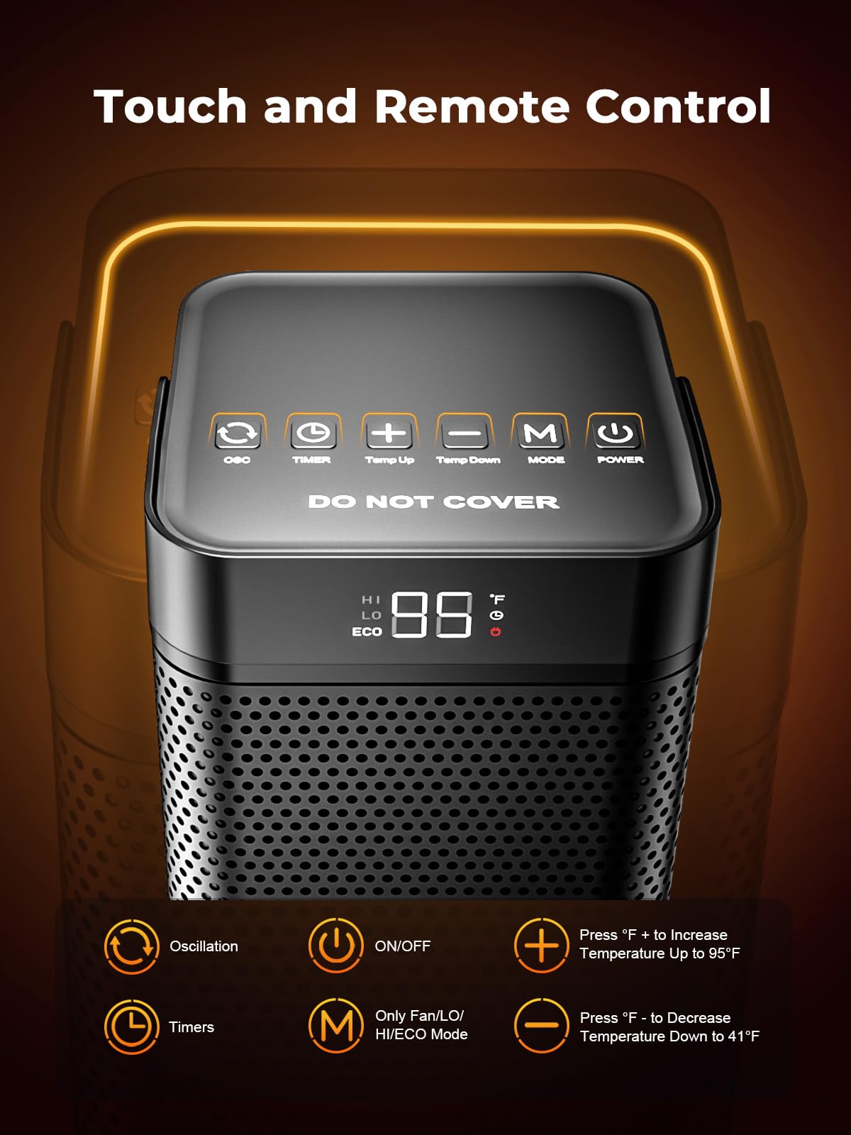 Space Heaters for Indoor Use, 1500W Portable Heater with Remote and Thermostat, 90° Oscillation, 4 Modes, 12H Timer, Overheating & Tip-Over Protection, Quiet Electric Heaters for Home, Office, Bedroom