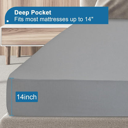 Skiennix Twin Mattress Protector - Waterproof & Breathable Pad Cover for Kids' Beds | Fits Up to 14" Deep, Gray