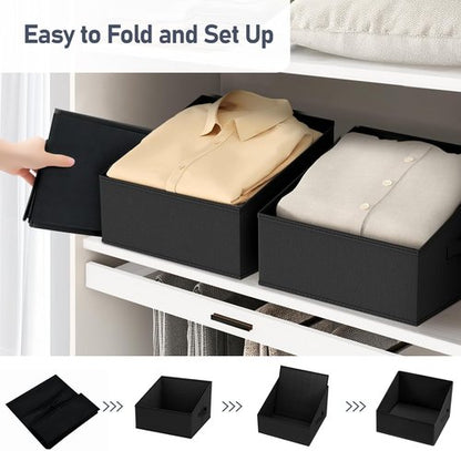 DIMJ Closet Storage Bins - 10 Pack Fabric Baskets for Shelves | Collapsible Organizer with Handles