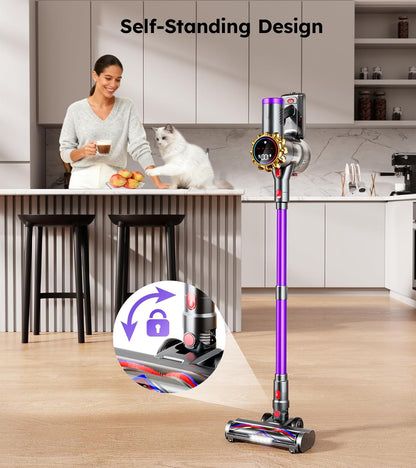 Skiennix Cordless Vacuum Cleaner - 550W 45KPA Power | 60-Minute Runtime, LED Display, Lightweight Design for Pet Hair & Hard Floors