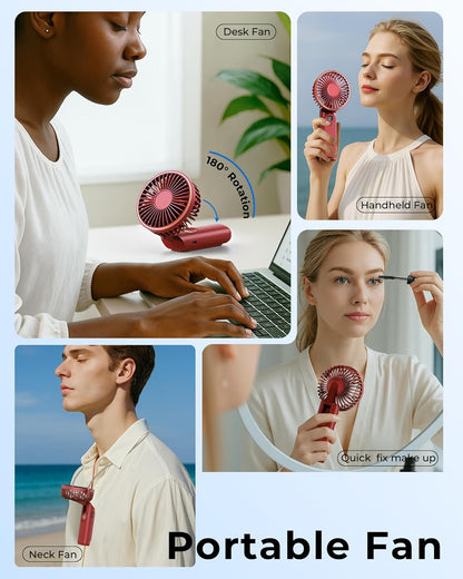 Skiennix Portable Handheld Fan - 4000mAh Battery, 6 Speed Settings, USB Rechargeable, Adjustable 180°
