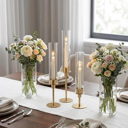 Sziqiqi Hurricane Candle Holders – Gold Tiered 3-Piece Set, Variation 6