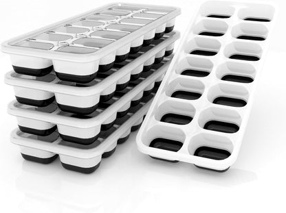 Silicone Ice Cube Trays by [Brand Name] - 5 Pack with Snap Lids & Push-Release Bottom | BPA-Free, Stackable Design