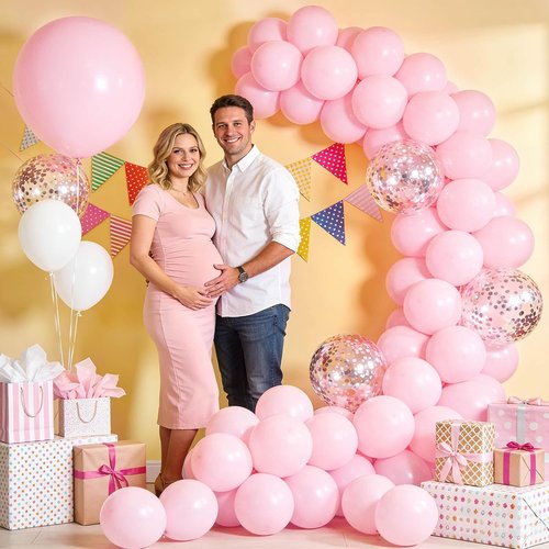 Light Pink Balloons by [Brand Name] - 12 Inch Latex Balloons for Birthday Party & Baby Shower | 110pcs with Ribbons