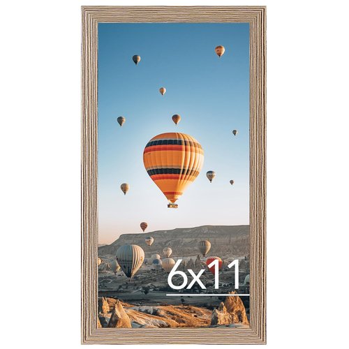 JCJMY 6x11 Picture Frame Rustic Brown for Wall Hanging or Tabletop, Wall Mounting Horizontally or Vertically, 6 x 11 Wall Gallery Poster Photo Frame with Shatter Resistant Plexiglass, Rustic Brown