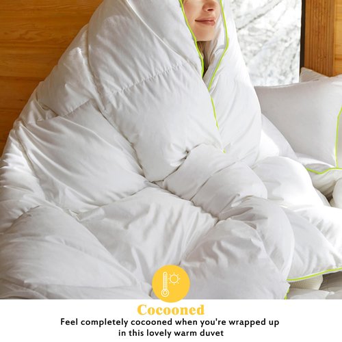 KASENTEX 75% Down 25% Feather - Premium King Goose Feathers Down Comforter, Ultra-Soft, 750 Fill Power Medium Weight for All Season Luxury Hotel Style Fluffy Duvet Insert (106x90 Inches, White)
