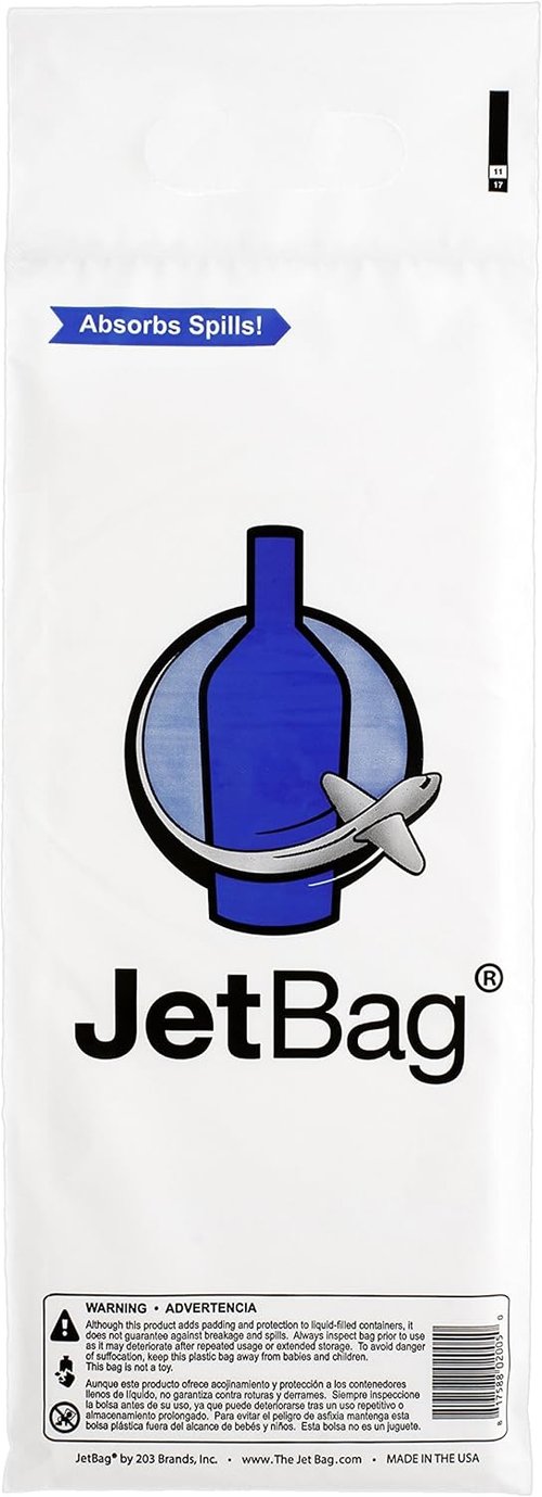 JetBag Bold - The Original ABSORBENT Wine Bottle Travel Protector Bags - Resusable Bottle Bags (6 Pack) MADE IN THE USA