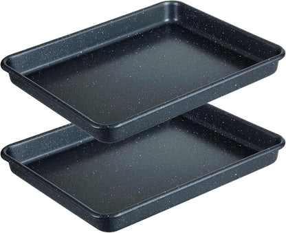 Walooza Nonstick Baking Sheets Set of 2 - Heavy Duty Carbon Steel Cookie Trays, 11x9 Inch, Easy Clean