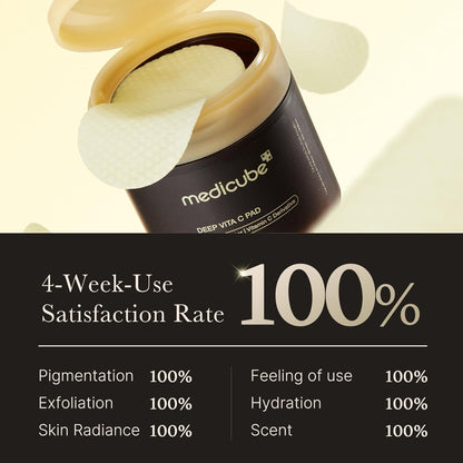 Medicube Toner Pads - Deep Vita C Facial Toner for Uneven Skin Tone & Texture | Hydrating & Resurfacing | 70 Pads