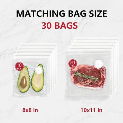 Skiennix Handheld Vacuum Sealer - Compact Food Preservation with 30 Reusable Bags | Easy to Use