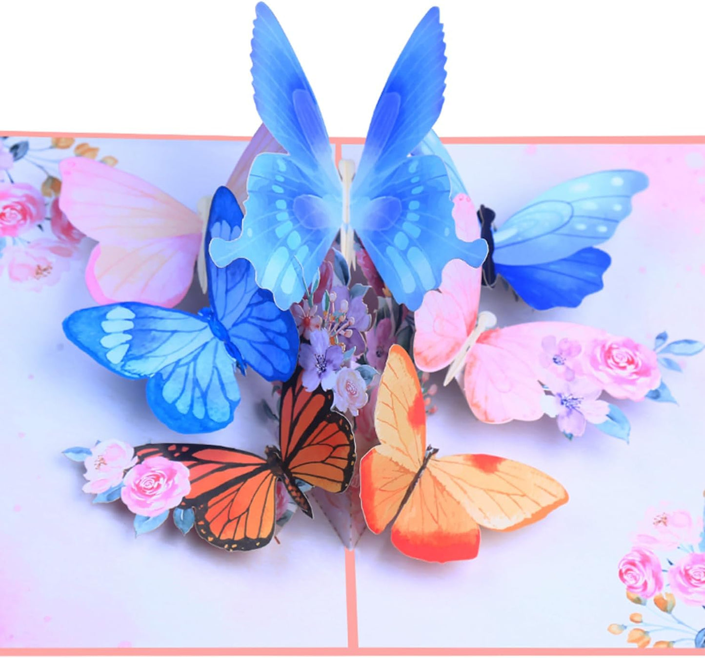 ROBBEAR 3D Butterfly & Flower Pop Up Greeting Card - Handmade for Birthdays, Anniversaries & More