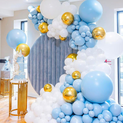 RUBFAC Pastel Blue Balloons - 116-Piece Set in Various Sizes for Garland & Arch Decor - Perfect for Birthday, Baby Shower, Gender Reveal & Wedding Parties