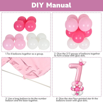 Pastel Pink Number 7 Balloon by [Brand Name] - 40 Inch Giant Foil Balloon for 7th Birthday Party