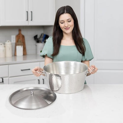 BREKX Insulated Stainless Steel Large Ice Bucket with Lid for Parties, Anchored Metal Ice & Beverage, Champagne Bucket for Extended Chill - 12-Quarts
