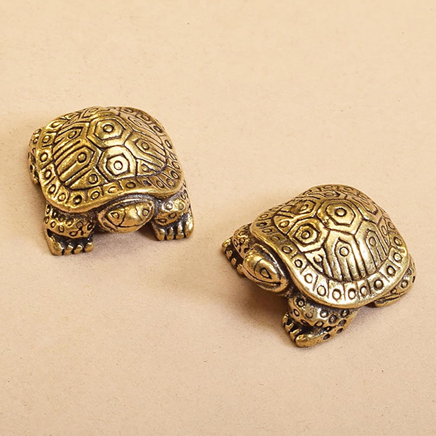 Skiennix Antique Solid Brass Turtle Ornament - Longevity Sculpture for Home & Office Decor