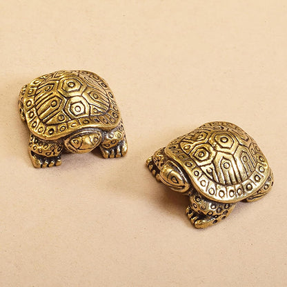 Skiennix Antique Solid Brass Turtle Ornament - Longevity Sculpture for Home & Office Decor