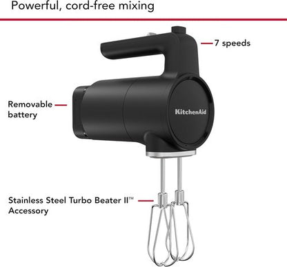KitchenAid Go Cordless Hand Mixer - Battery Included, Sleek Black Matte Finish | Perfect for Easy Baking